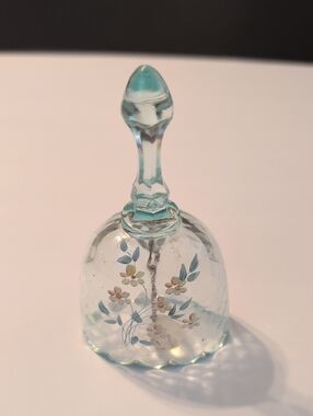 Fenton Light Blue Hand-Painted Glass Bell Hand Painted